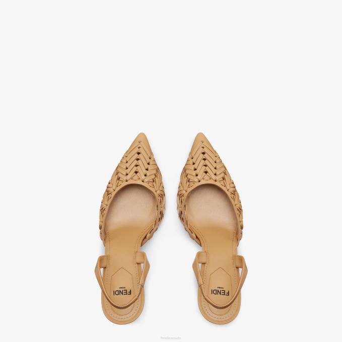 Women Leather High-Heeled Slingbacks Black Fendi Shoes 6RHH1275