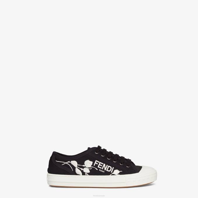 Women Canvas Low Tops Black Fendi Shoes 6RHH1327