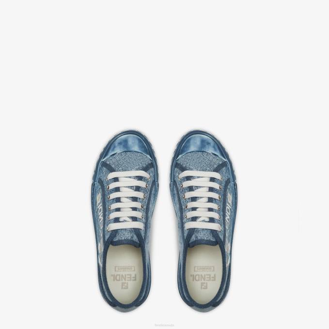 Women Denim Low Tops Light blue Fendi Shoes 6RHH1326
