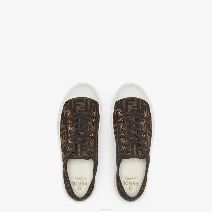 Women FF Fabric Low-Tops Brown Fendi Shoes 6RHH1335