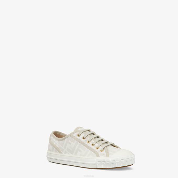 Women FF Fabric Low-Tops White Fendi Shoes 6RHH1286