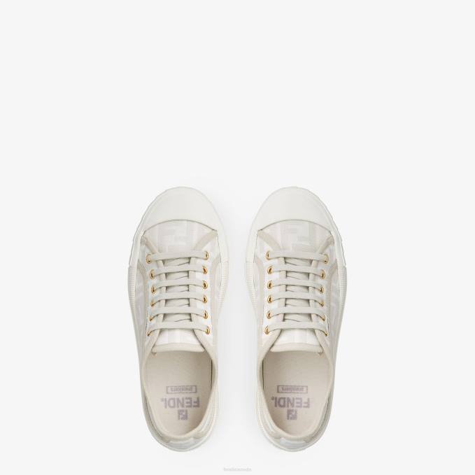 Women FF Fabric Low-Tops White Fendi Shoes 6RHH1286