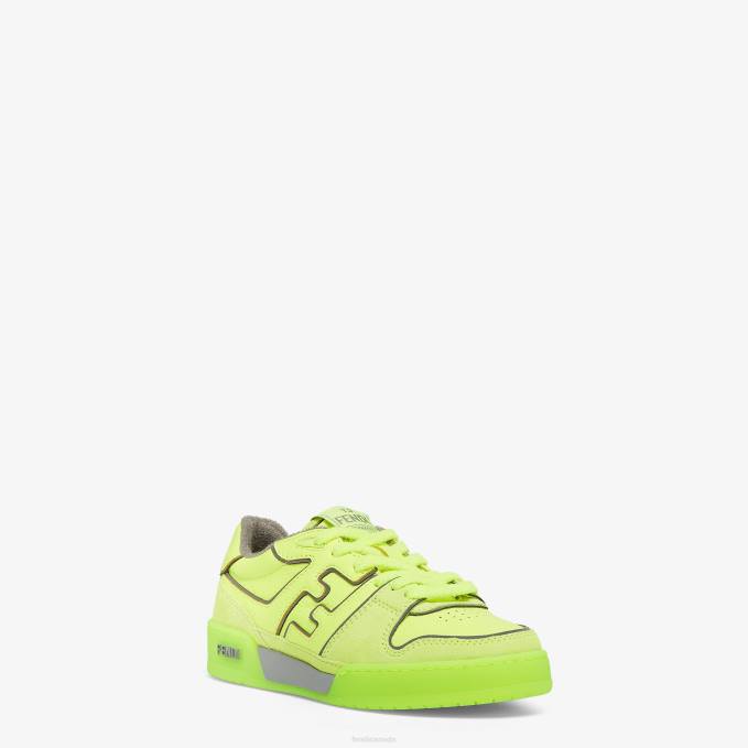 Women Neon Leather Low-Tops Yellow Fendi Shoes 6RHH1318