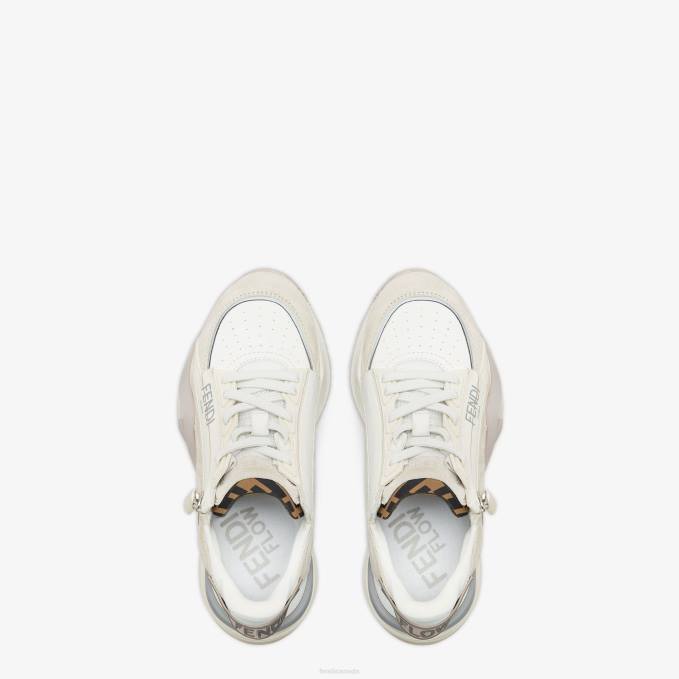 Women Suede Low Tops White Fendi Shoes 6RHH1287
